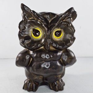 Vintage Freeman McFarlin Owl Figurine Black MCM Big Eyes #816